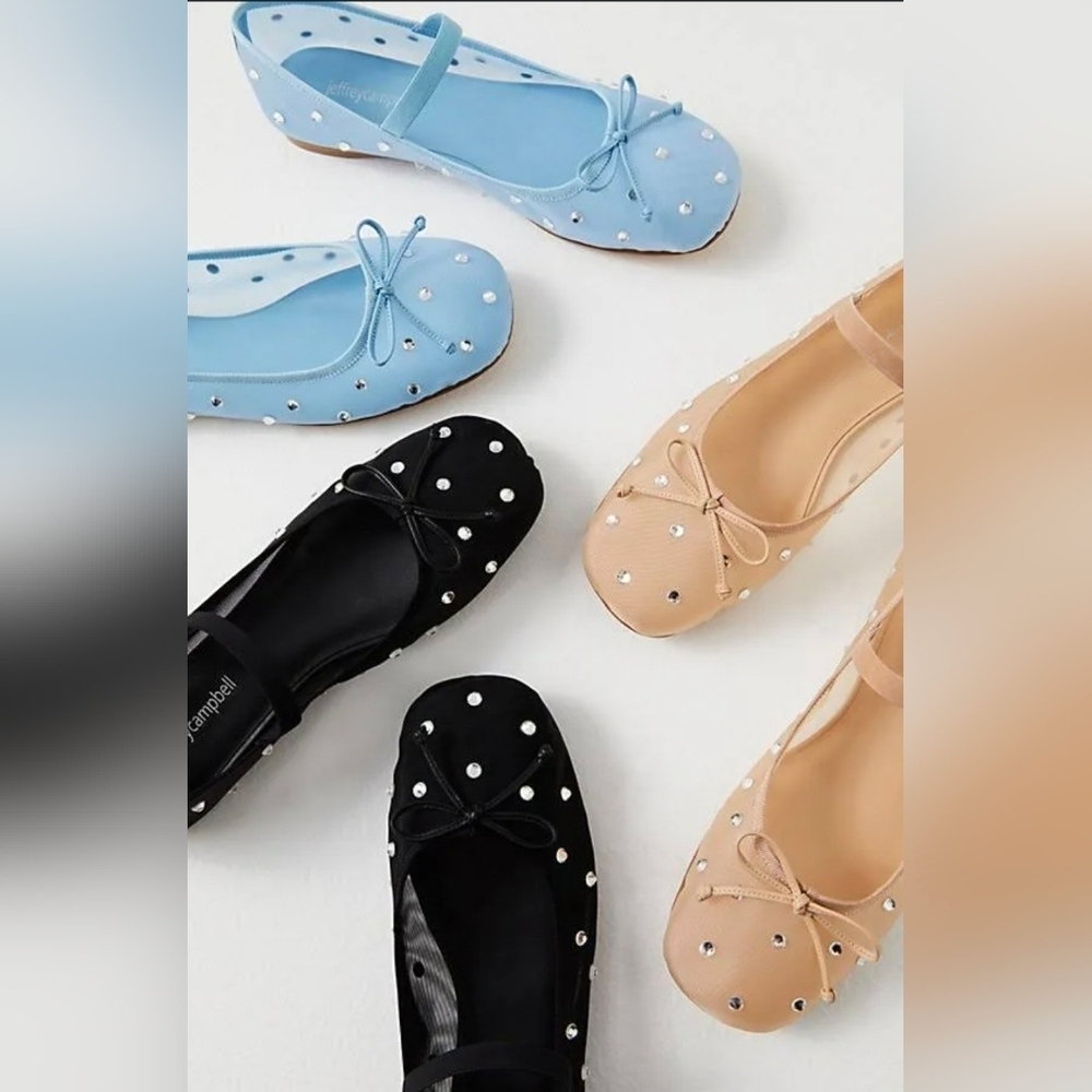 Jeffrey Campbell Black Studded Ballet Flats - Picture 3 of 9